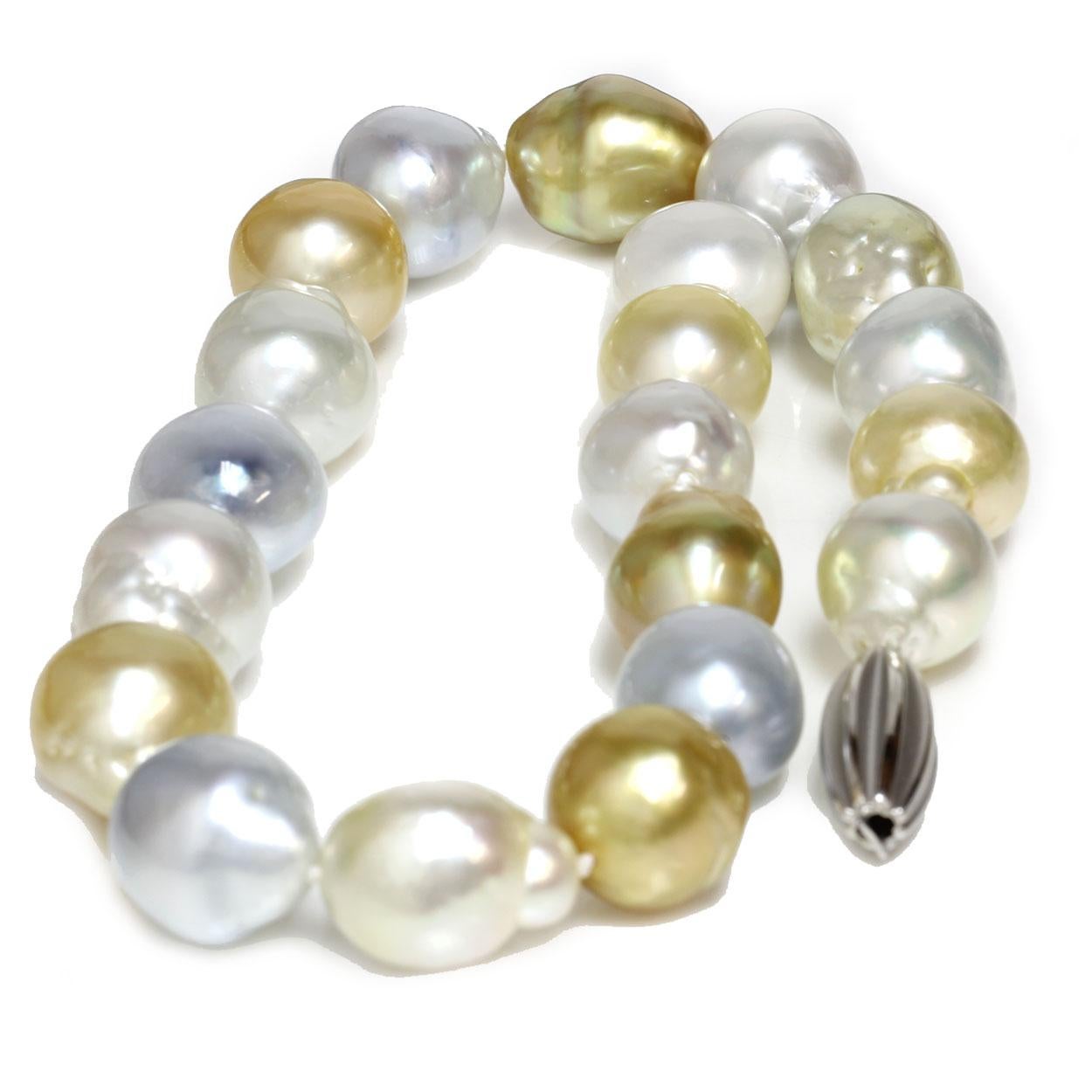 Südsee Barock Perlenkette Multi Color im Angebot 2