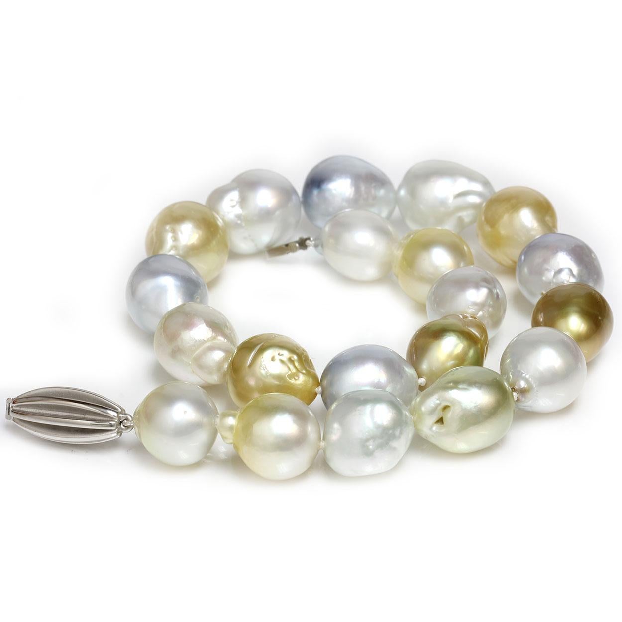 Südsee Barock Perlenkette Multi Color im Angebot 3
