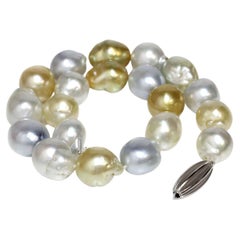 South Sea Baroque Pearl Necklace Multi Color Rare Jumbo size 18- 16mm