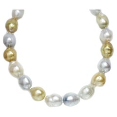 South Sea Baroque Pearl Necklace Multi Color Rare Jumbo size 18- 16mm