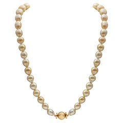South Sea Baroque Pearl Necklace with an 18 Karat Yellow Gold Ball Clasp