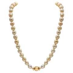 South Sea Baroque Pearl Necklace with an 18 Karat Yellow Gold Ball Clasp