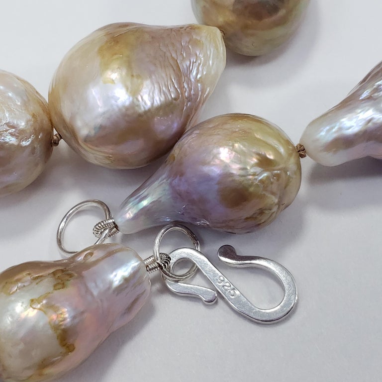 South Sea Baroque Pearl Necklace with Silver S Clasp, 45cm at 1stDibs