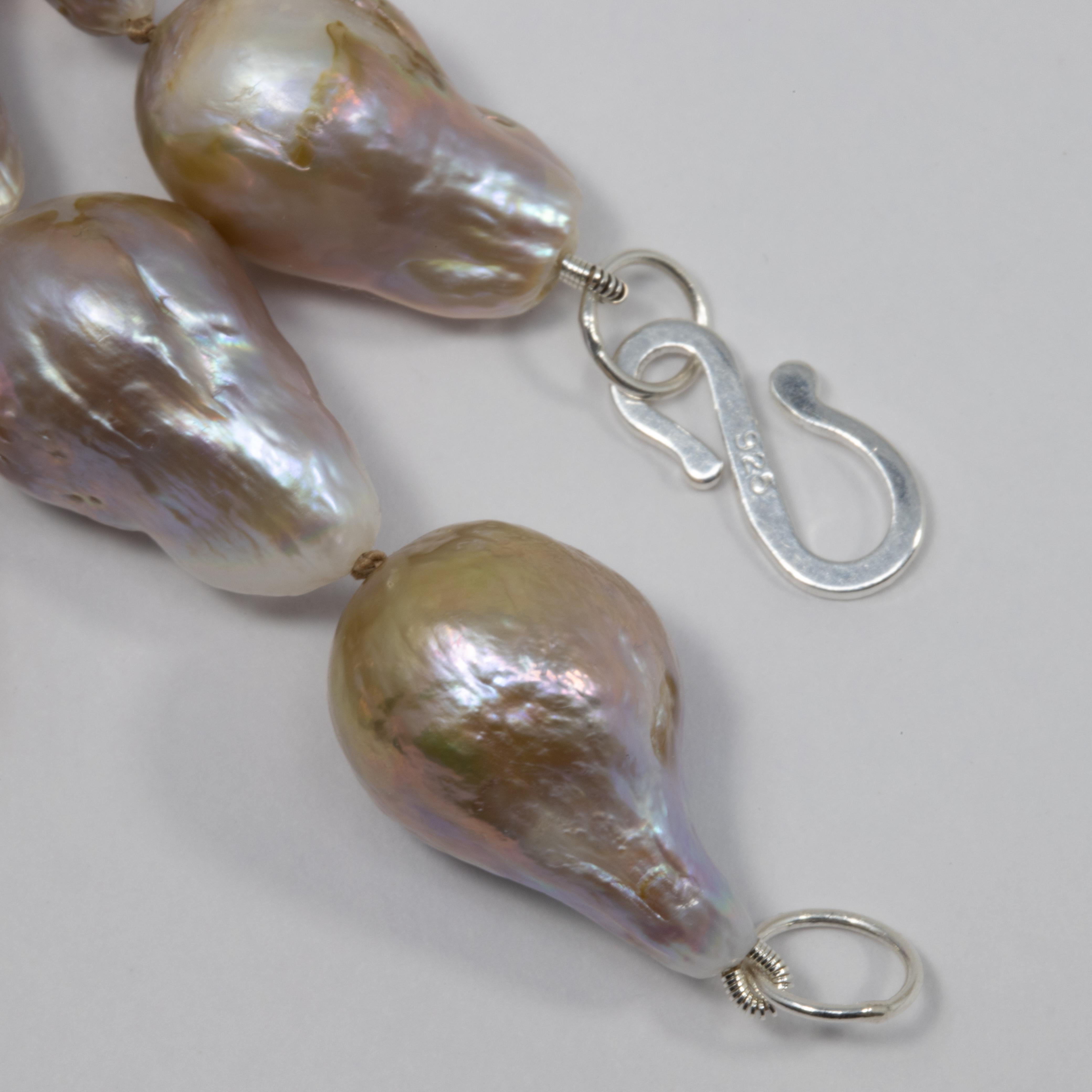 South Sea Baroque Pearl Necklace with Silver S Clasp, 45cm 1