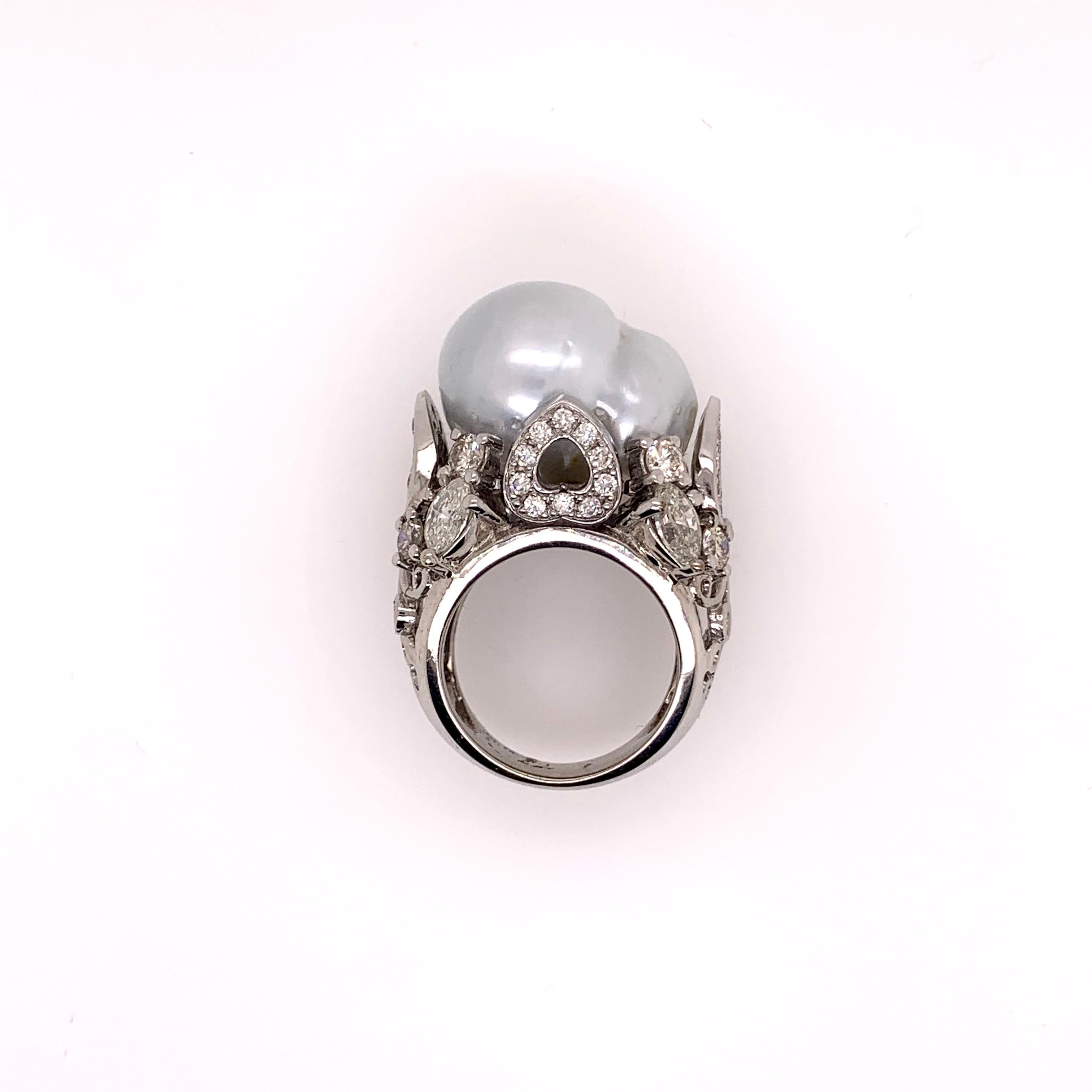 gold baroque pearl ring