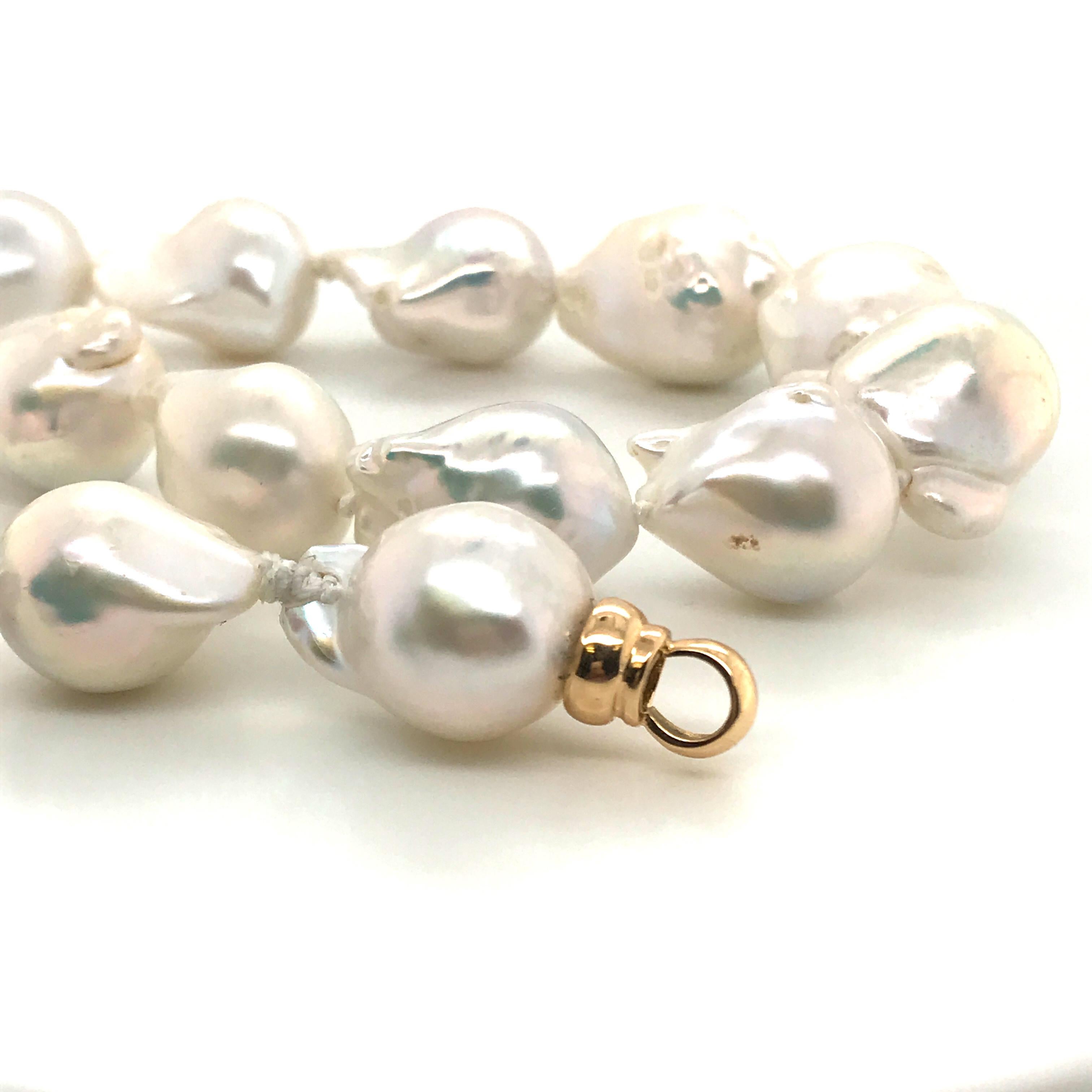 South Sea Baroque Pearl with Yellow Gold and Diamond Necklace 1