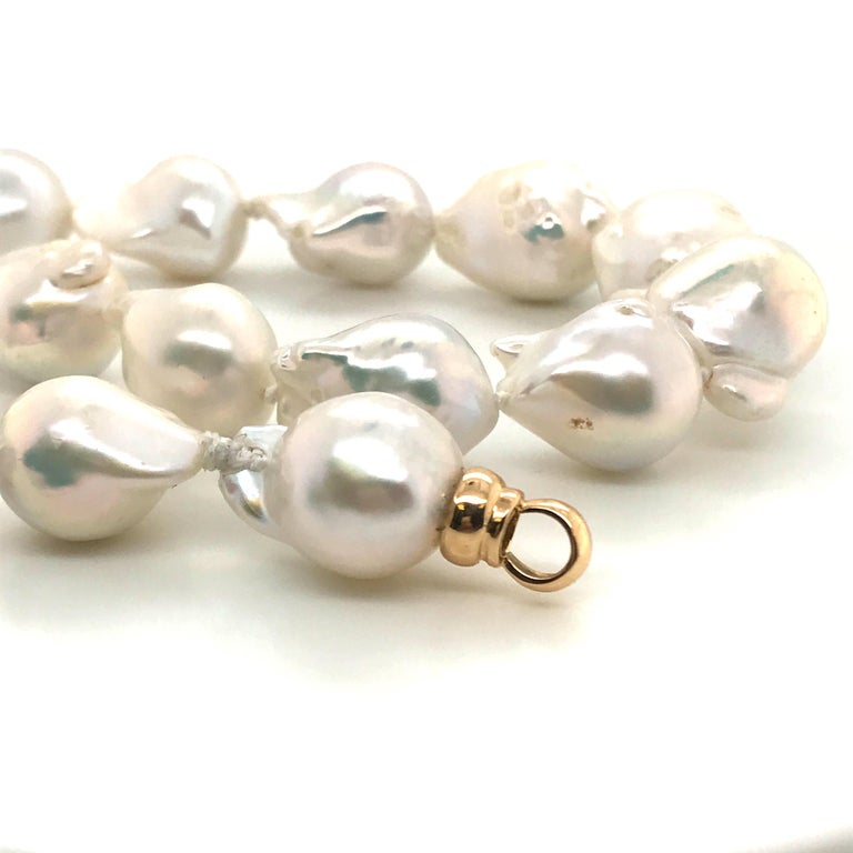 South Sea Baroque Pearl with Yellow Gold and Diamond Necklace at 1stDibs