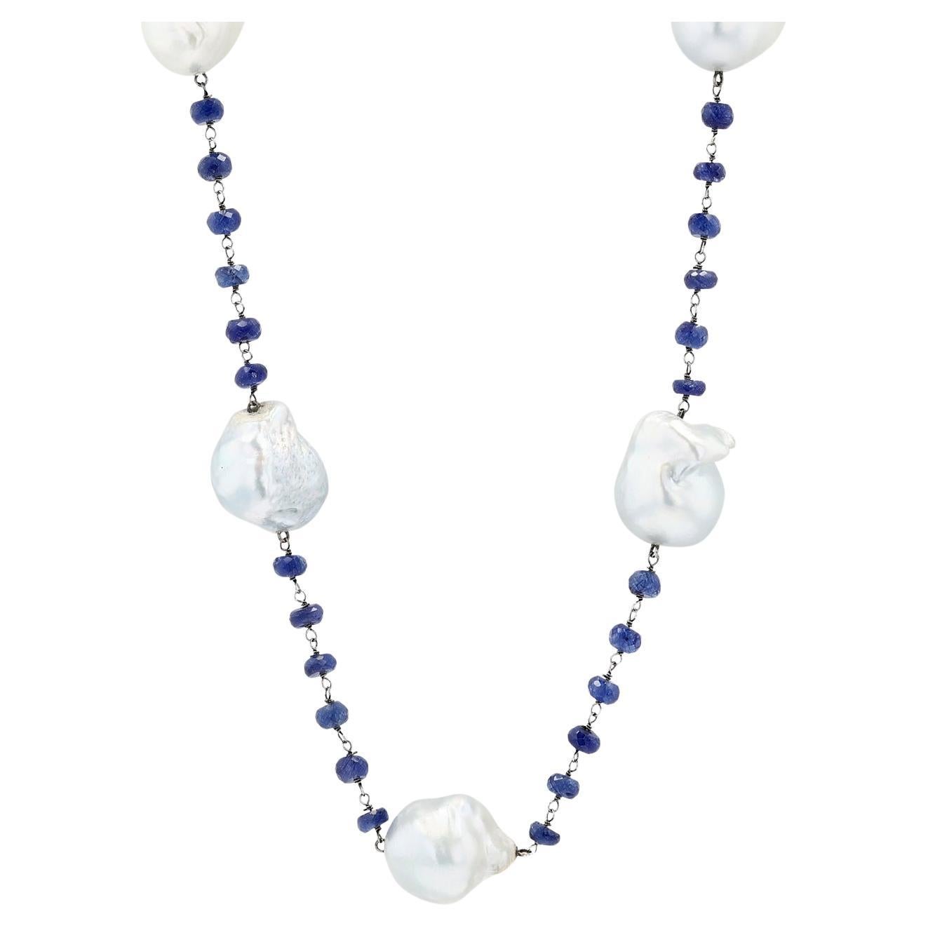 South Sea Baroque Pearls and Sapphire Necklace