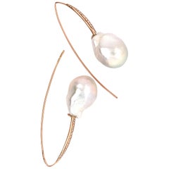 South Sea Baroques Pearls and Diamonds on Pink Gold 18 Karat Modern Earrings