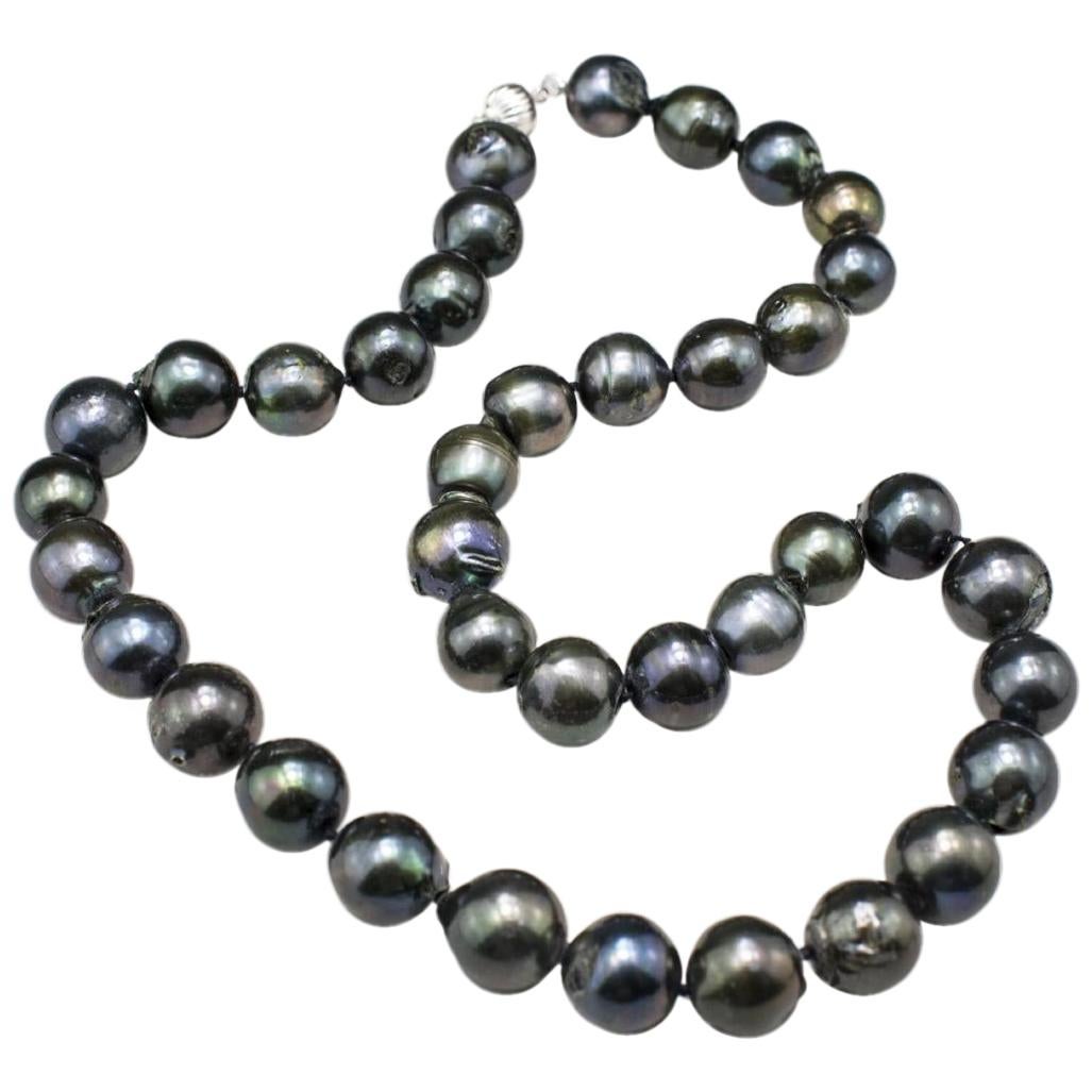 South Sea Black Baroque Pearl Necklace For Sale