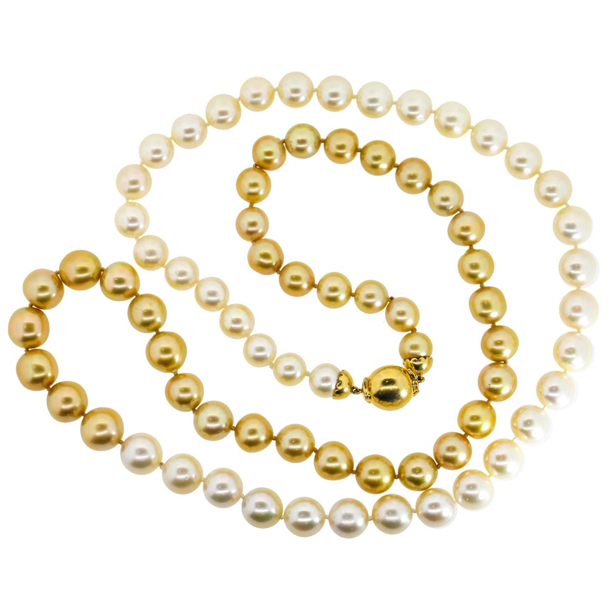 South Sea Champagne and White Pearls Necklace