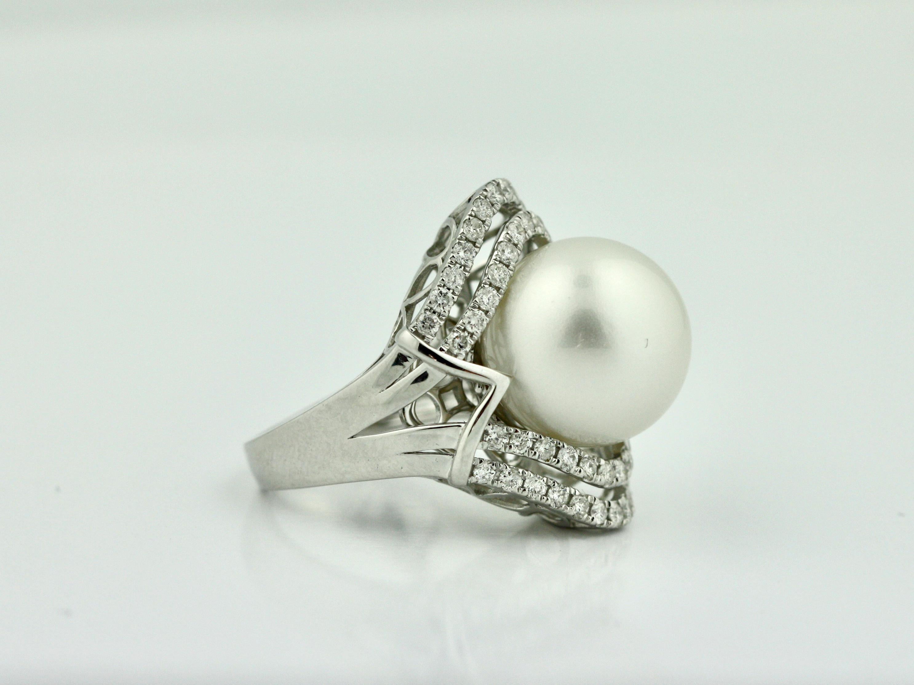South Sea Cultured Pearl and Diamond Ring 2