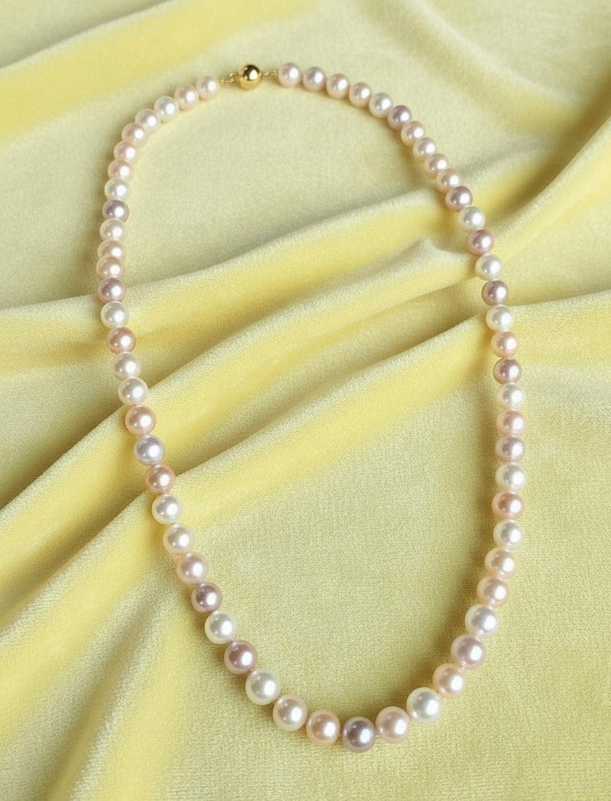 Contemporain Collier de perles en or jaune 14 carats de 25 pouces en vente