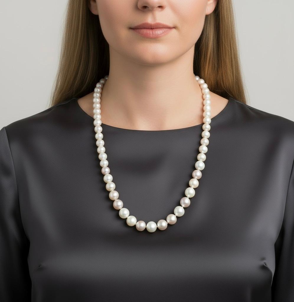 Collier de perles en or jaune 14 carats de 25 pouces en vente 1