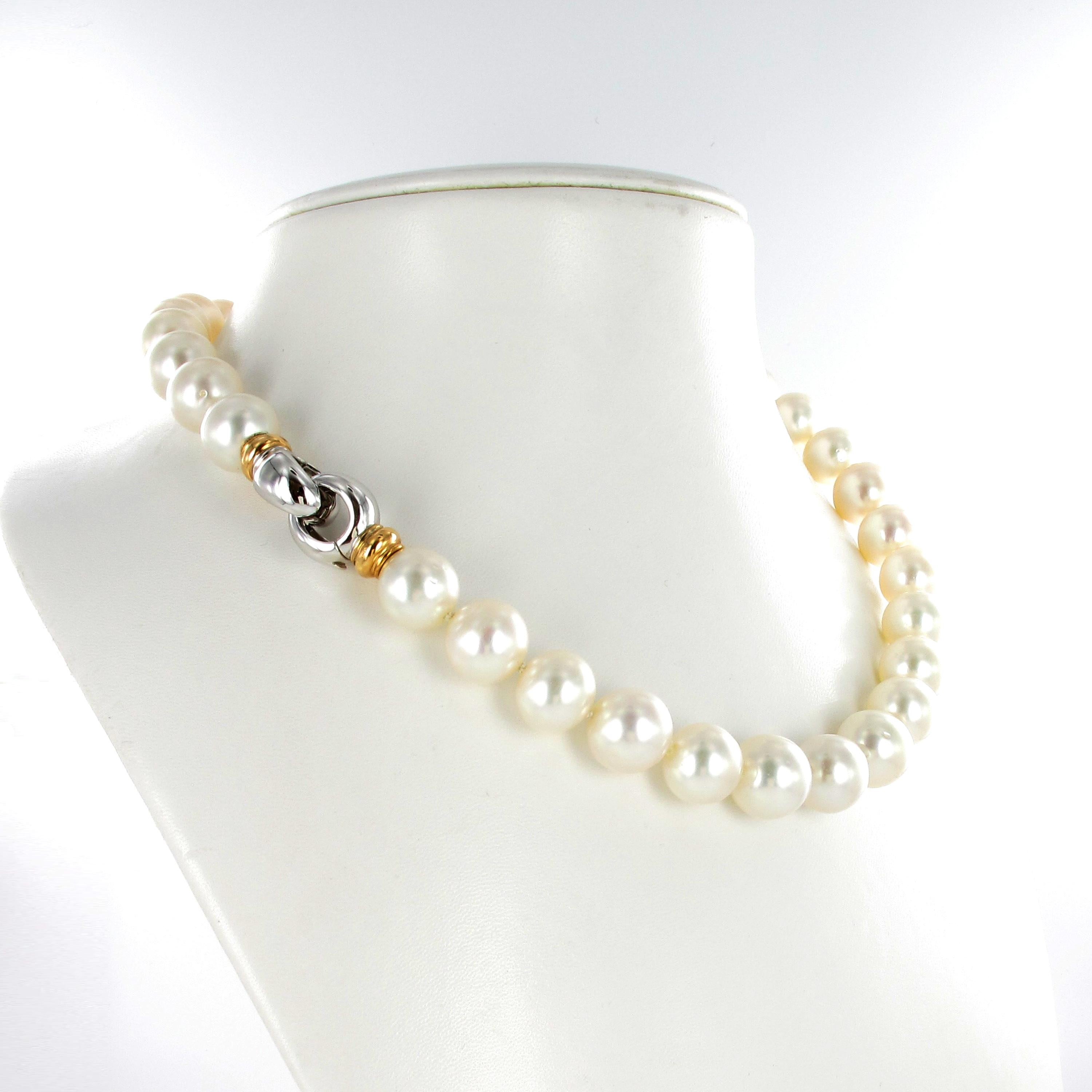 Moderne Collier de perles de culture des mers du Sud avec fermoir en or blanc et rose 18 carats en vente