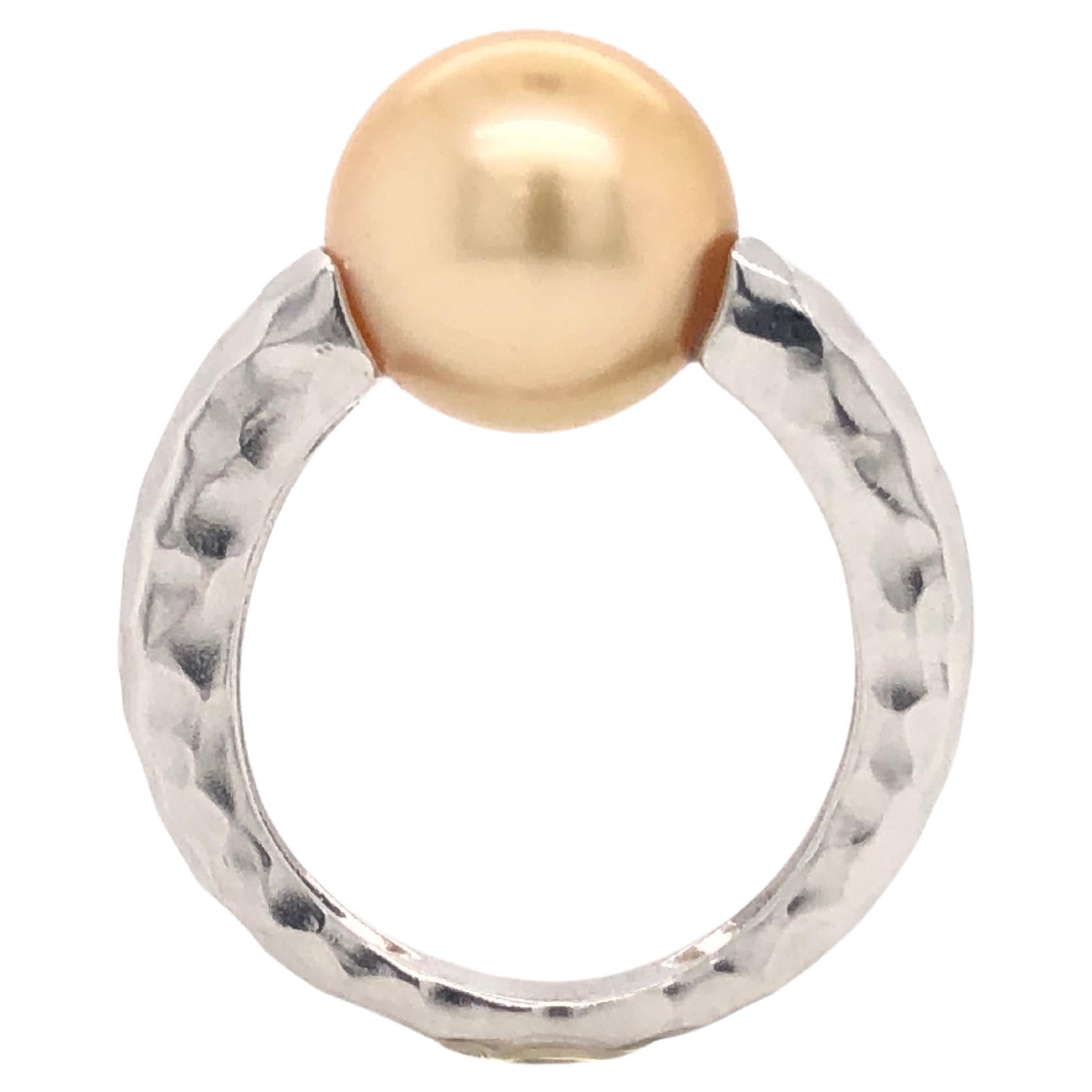 South Sea Cultured Pearl Ring White Gold 18 Karat  For Sale