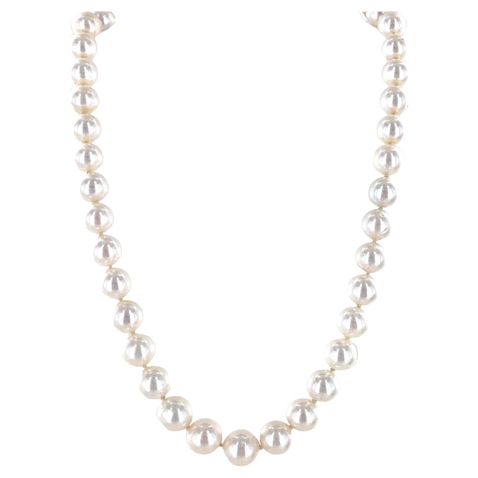 South Sea Cultured Pearl Strand Necklace 14 Karat White Gold Diamond Ball Clasp