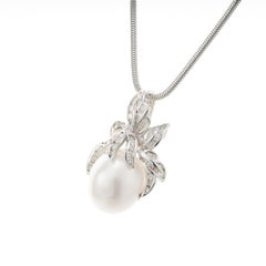 South Sea Cultured Pearl White Gold Enhancer Pendant Necklace
