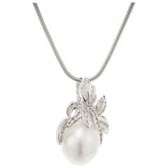 South Sea Cultured Pearl White Gold Enhancer Pendant Necklace