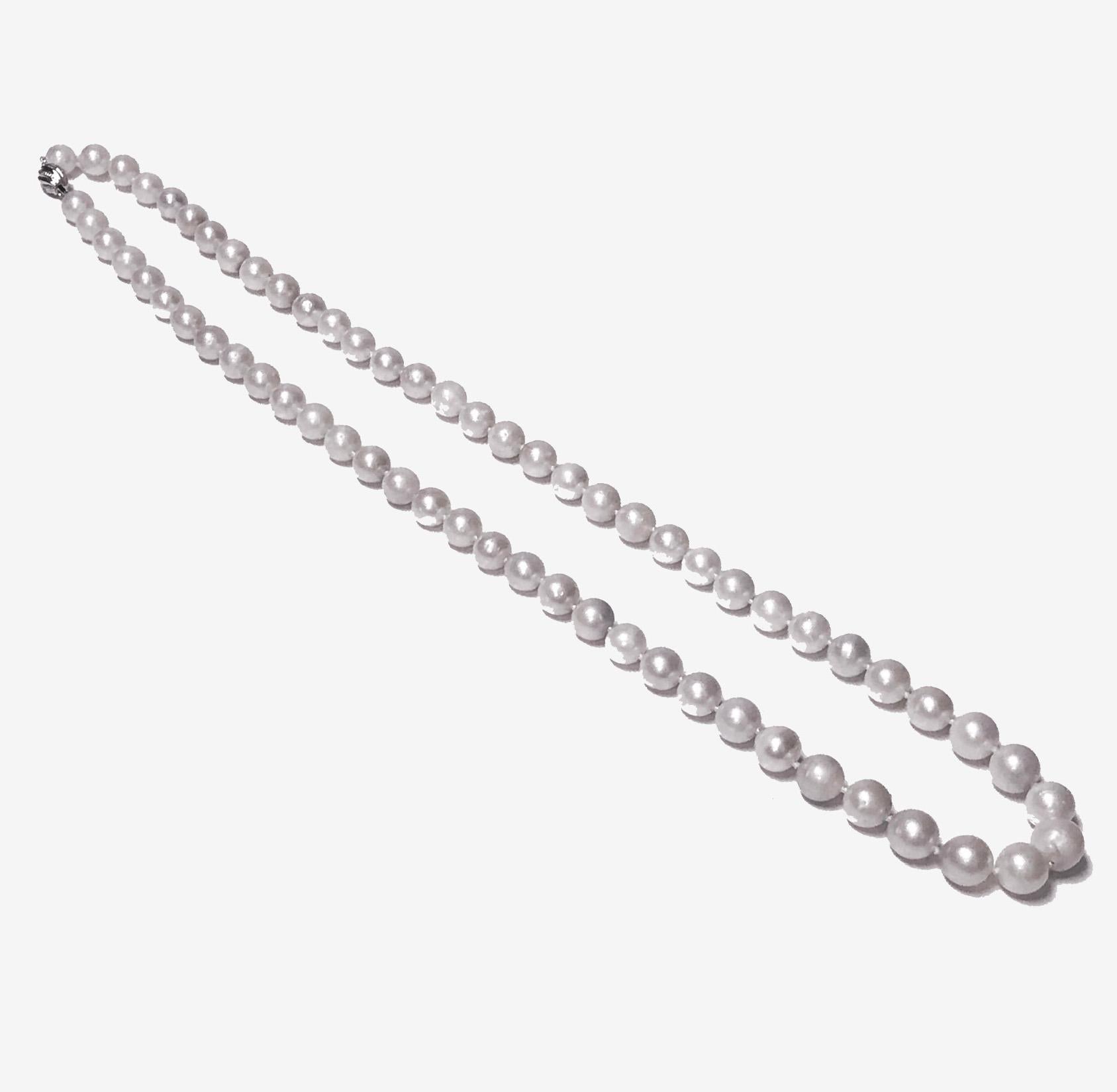 South Sea Cultured Pearls Necklace (knotted). The Necklace comprising 65 slightly off round silver white south sea cultured pearls. Pearls gauging approximately 11.50 - 14.50 mm, blemishes, medium lustre, medium - thick nacre, 14K white gold and