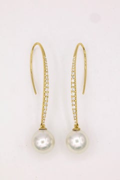 South Sea Diamond Drop Earrings, 0.57 Carat