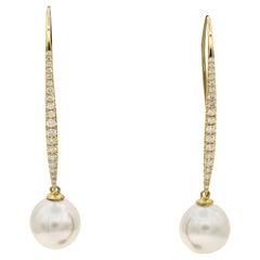 South Sea Diamond Drop Earrings, 0.57 Carat