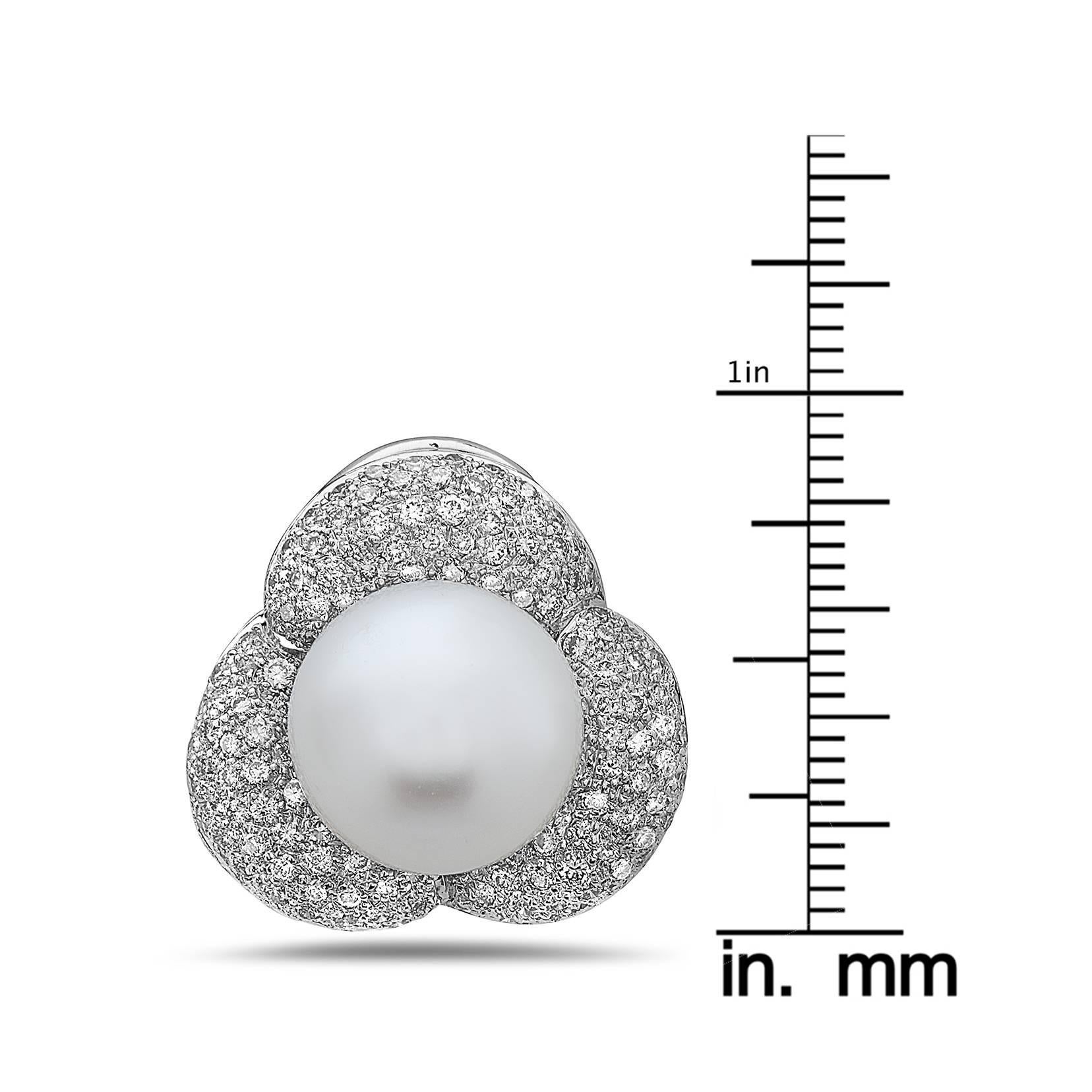 Modern Emilio Jewelry South Sea Diamond Pearl Earrings