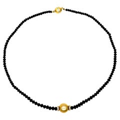 South Sea Gold Pearl with 36 Carat of Black Diamonds Necklace