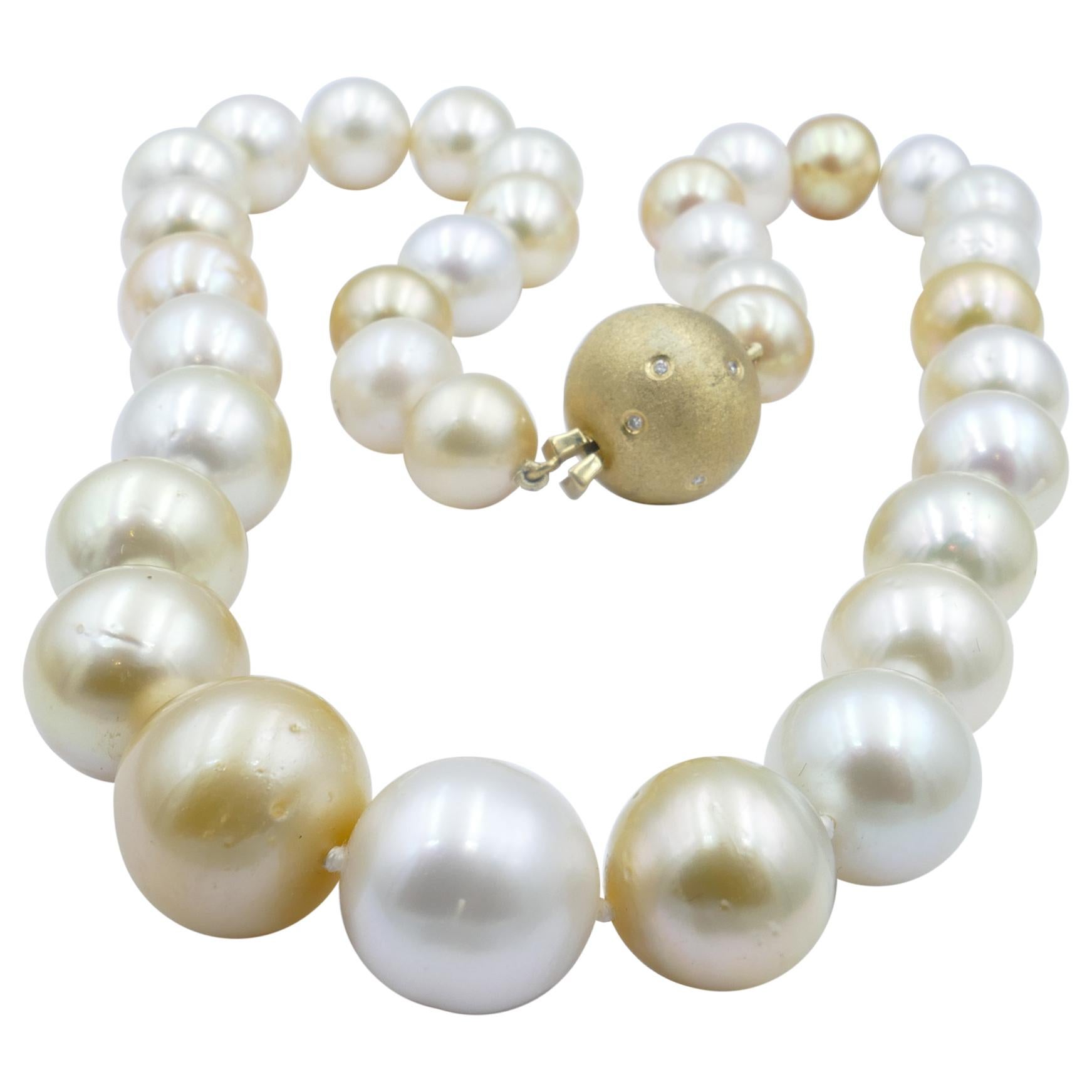 South Sea Gold & White Pearl 14ct White Gold Necklace For Sale