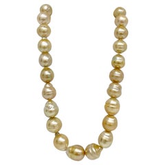 South Sea Golden Circled Baroque Pearl Necklace with Gold Clasp
