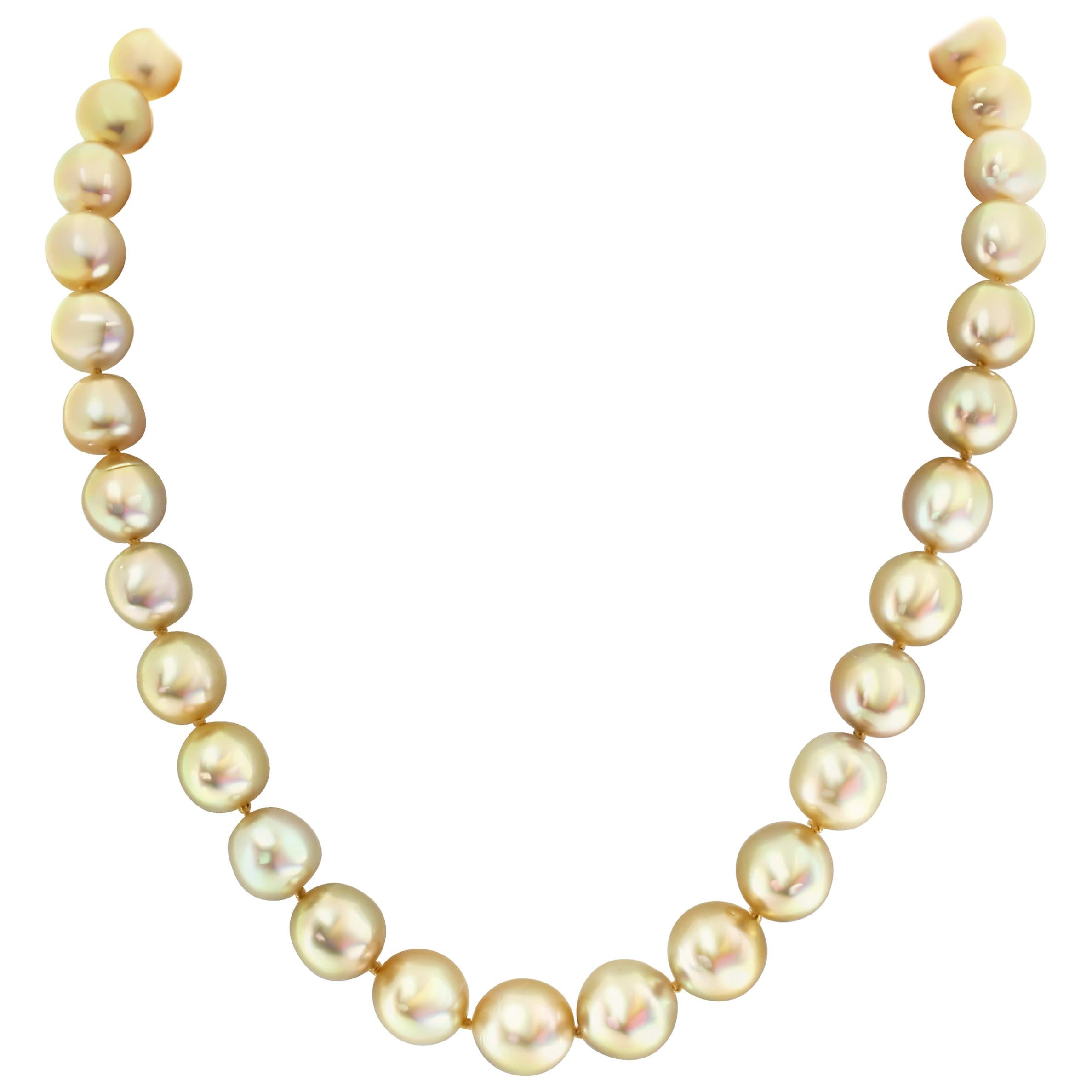 South Sea Golden Cultured Pearl Necklace For Sale
