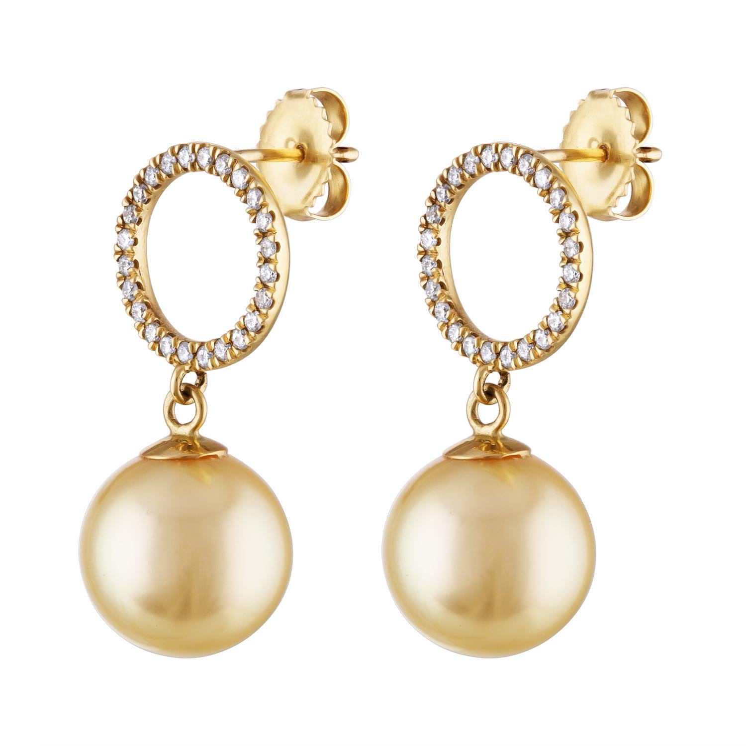 gold pearl dangle earrings