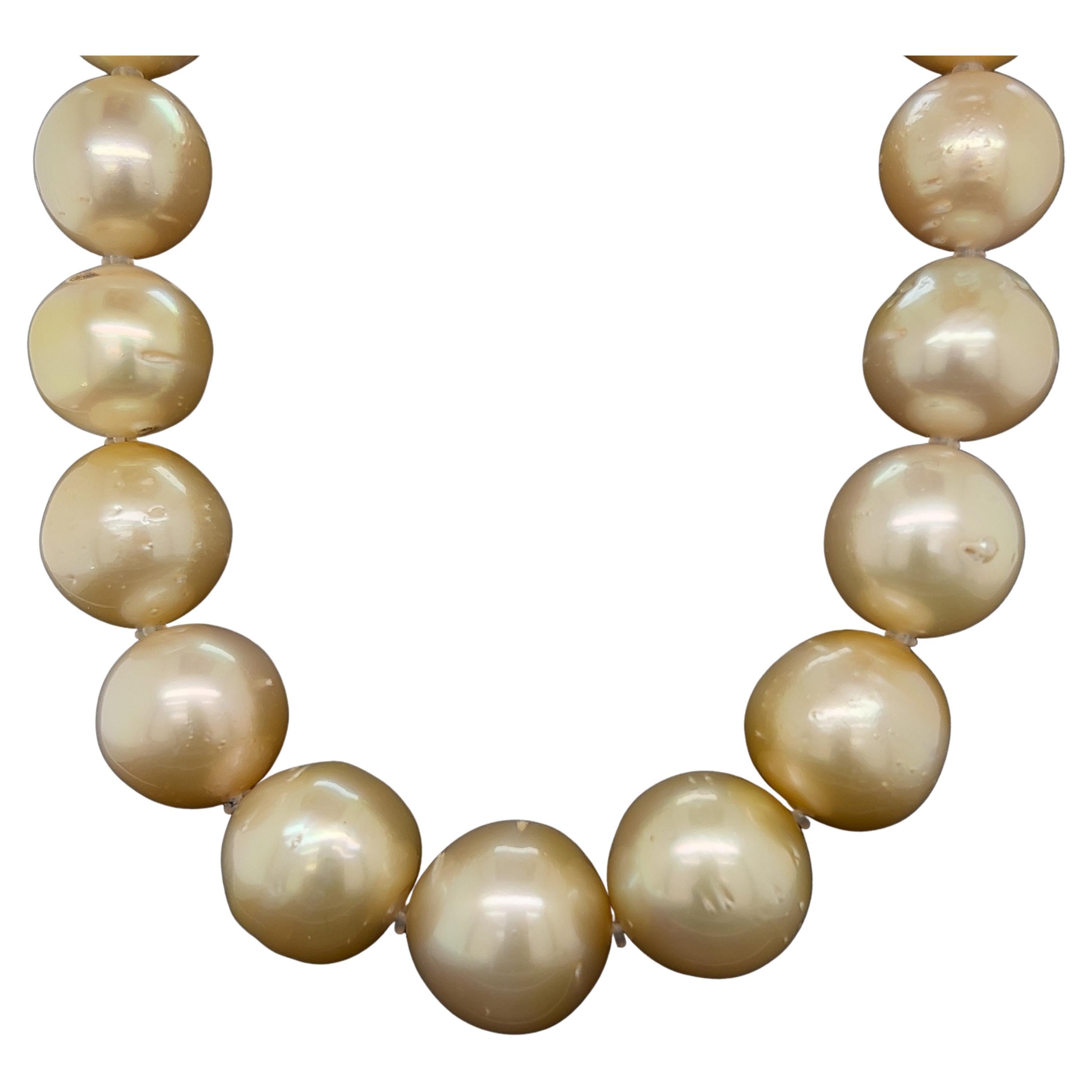 South Sea Golden Pearl Necklace  For Sale