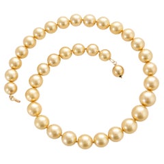 South Sea Golden Pearls Necklace with 14K Gold Clasp