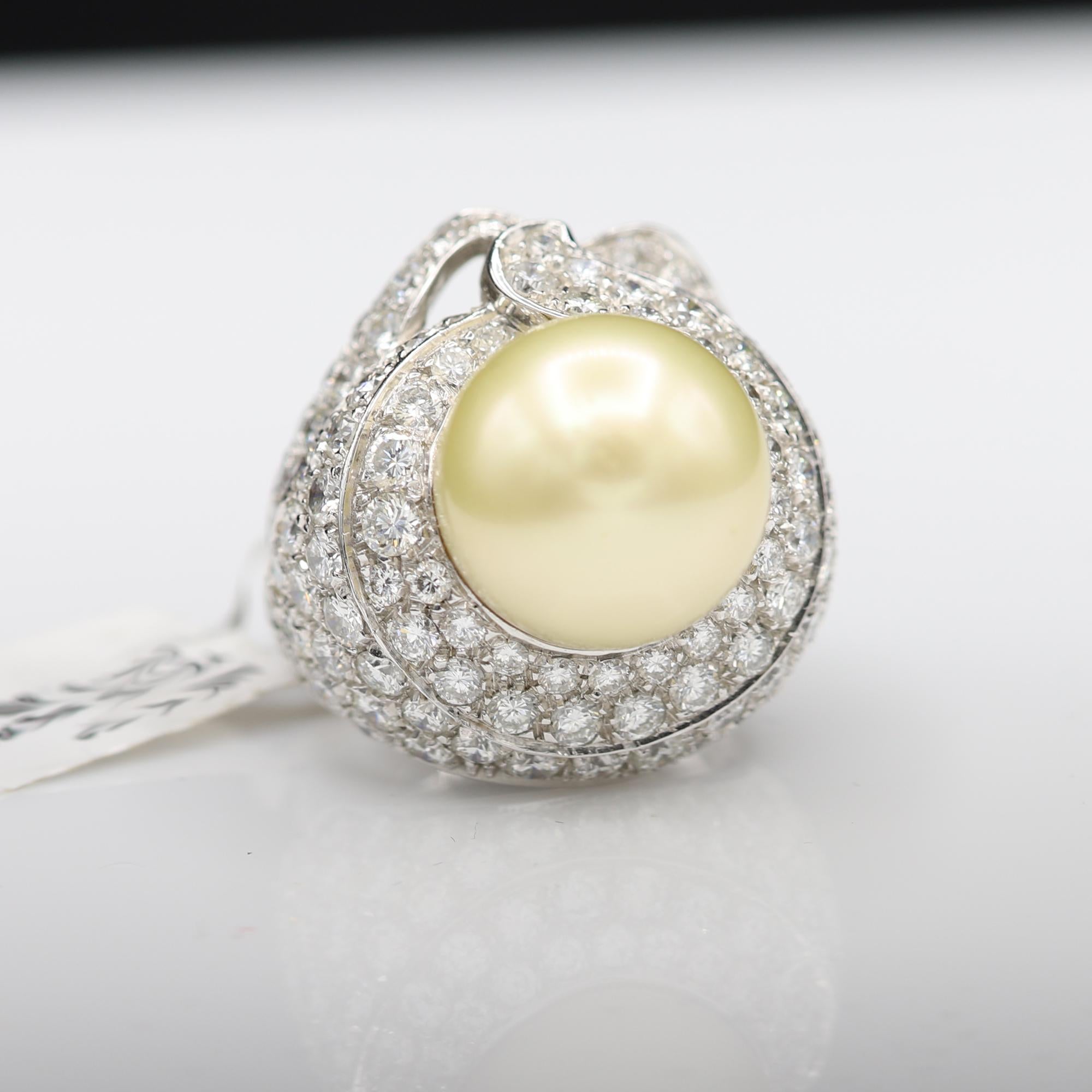 large pearl and diamond ring