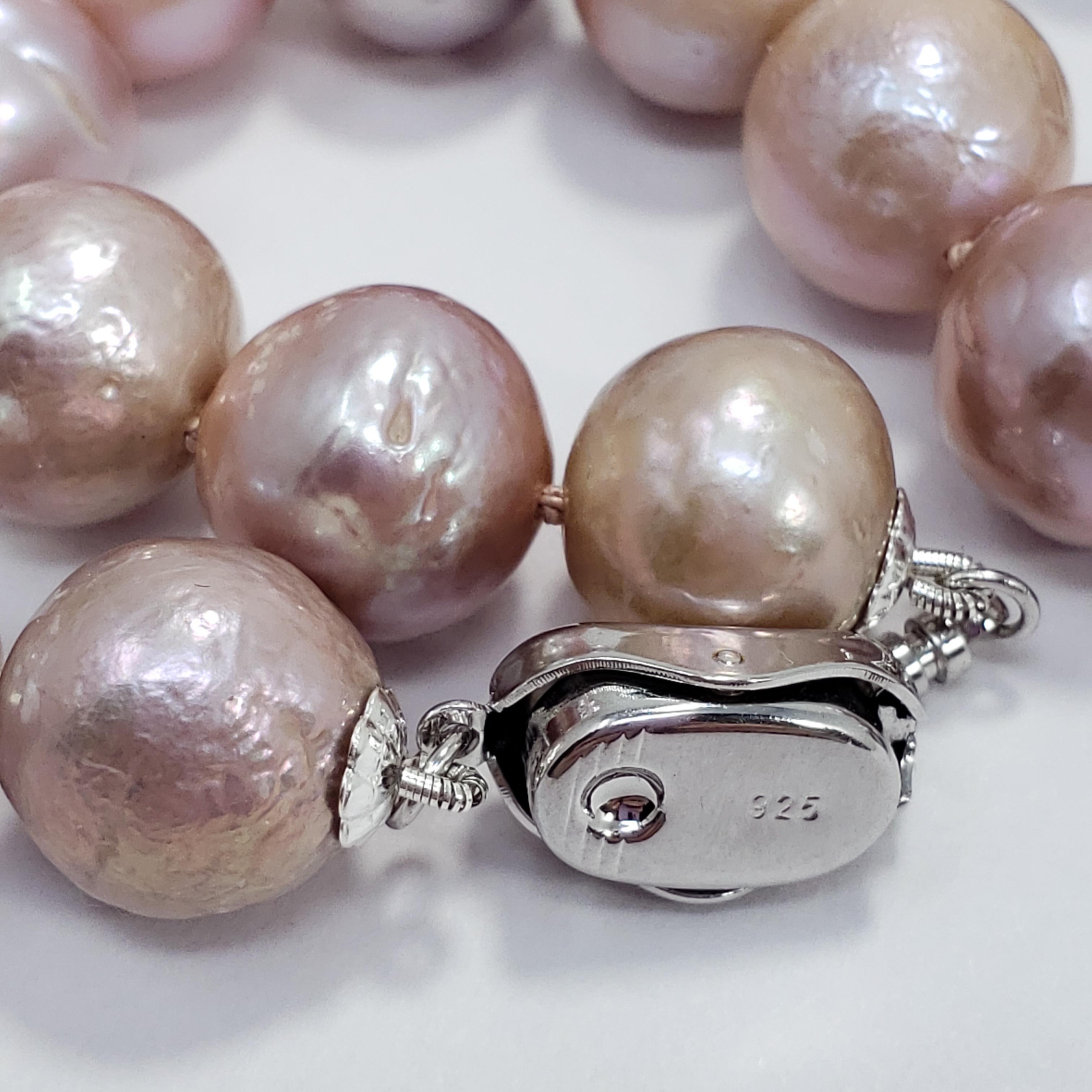 South Sea Graduated Baroque Pearl Long Necklace, Sterling Silver Clasp, 98cm For Sale 1