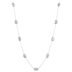 South Sea Gray Keshi Pearl and Sterling Silver Tin-Cup Style Necklace