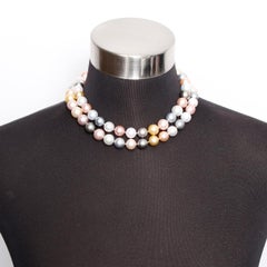South Sea Multi-Color Pearl Necklace with Diamond Clasp