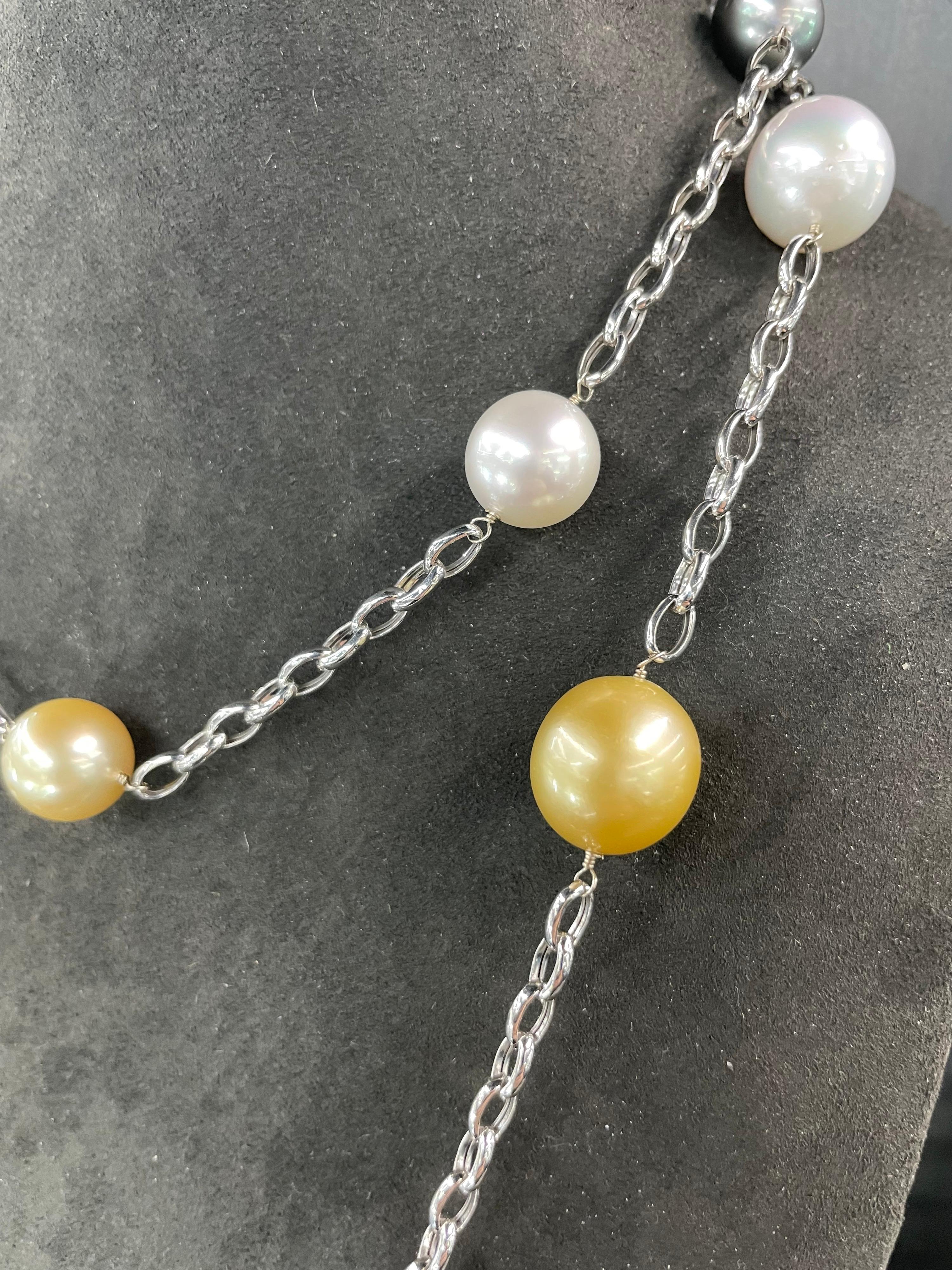 Contemporary South Sea Multi-Color Tincup Chain Necklace For Sale