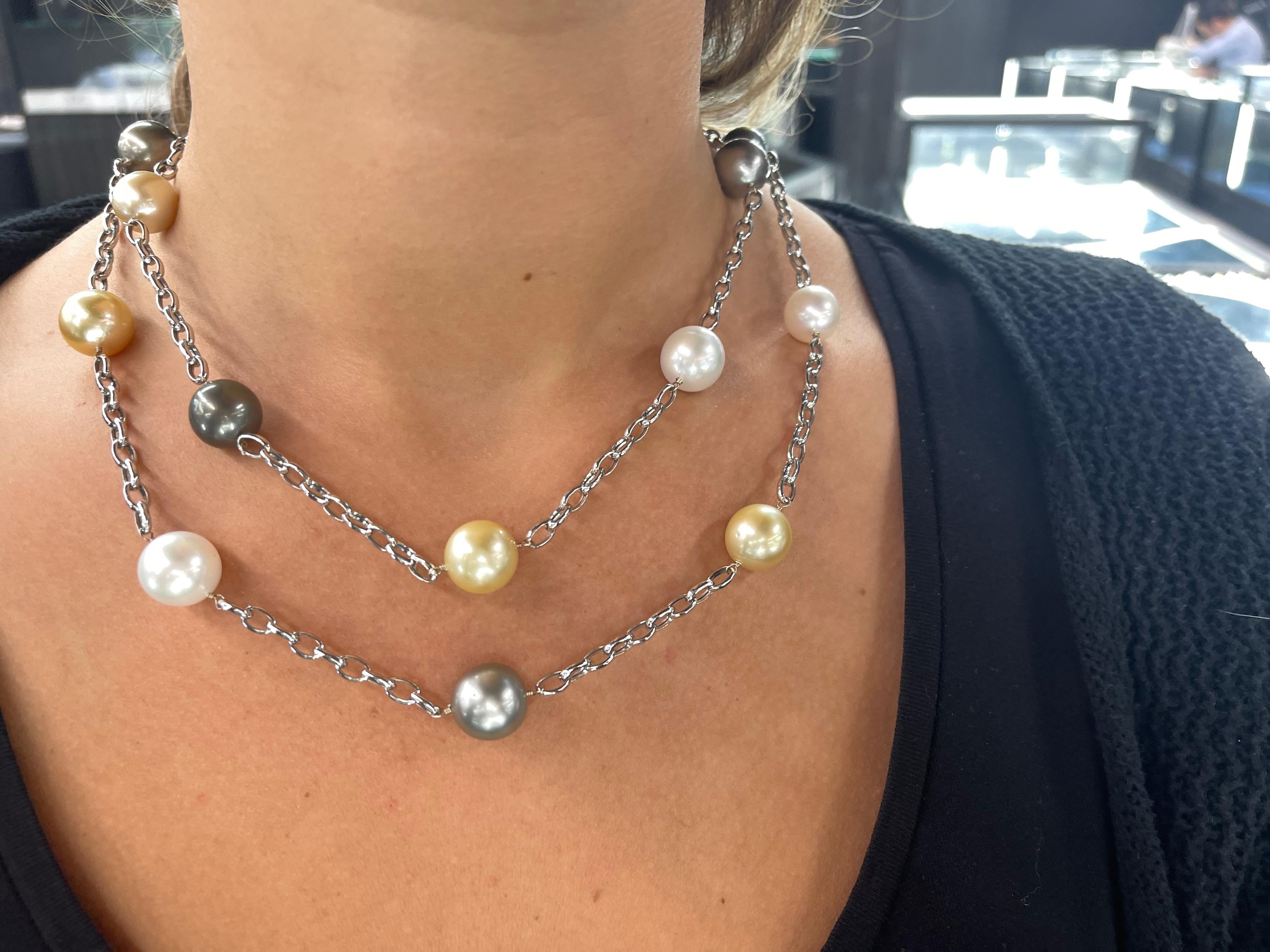 South Sea Multi-Color Tincup Chain Necklace For Sale 1