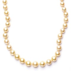 Susan Lister Locke South Sea Natural Golden Pearls with Orange Sapphire Clasp