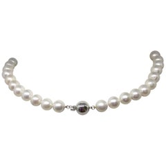 South Sea Natural White Pearl Necklace with 18 Karat White Gold Clasp