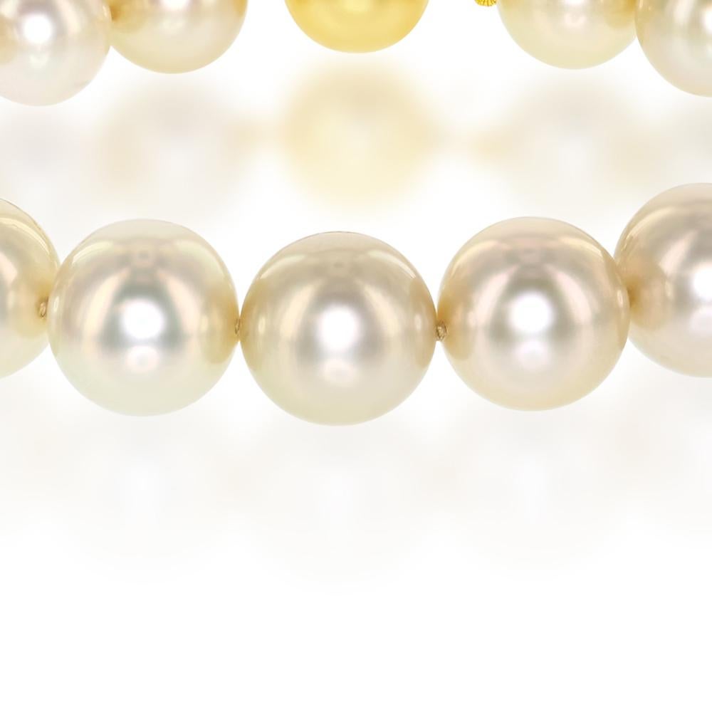 This bracelet features South Sea round pearls in a beautiful champagne color. These lustrous pearls measure 10-11mm and the bracelet is finished with a 14 karat yellow shiny ball clasp. The bracelet measures 7 inches in length.

AN ELEGANT