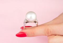 South Sea Pearl 17mm Diamond Cocktail Ring Design by Ella Gafter