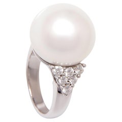 South Sea Pearl 17mm Diamond Cocktail Ring Design by Ella Gafter