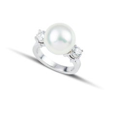 South Sea Pearl 13mm Ring with Brilliant Cut Diamonds 0, 95 ct in 18Kt  Gold