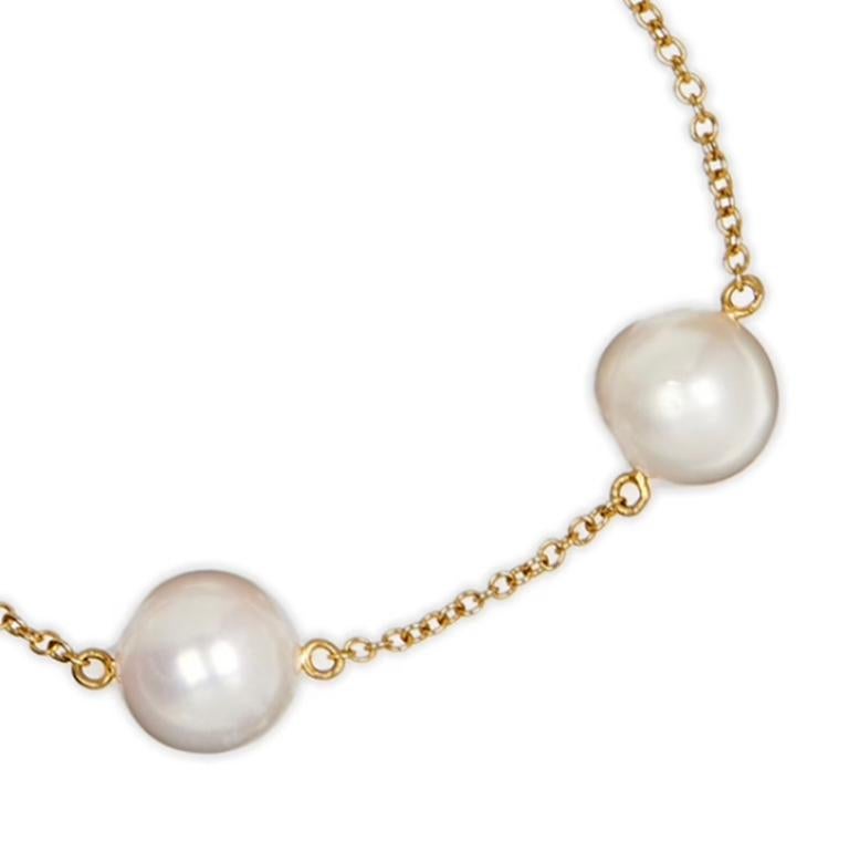 Contemporary South Sea Pearl 18K Yellow Gold Chain Bracelet For Sale