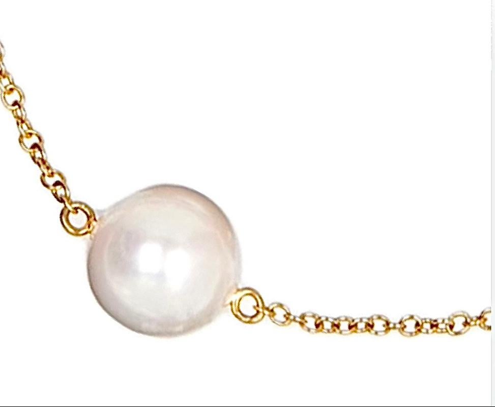 Contemporary South Sea Pearl 18K Yellow Gold Chain Necklace For Sale