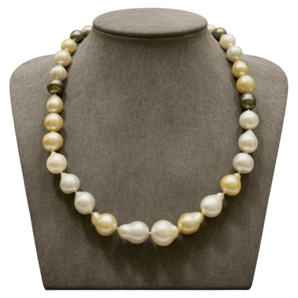 Baroque South Sea Pearl Necklace 20 Inch 14k Yellow Gold Clasp For Sale ...