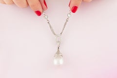 South Sea Pearl 21 x 17mm Diamond Pendant Necklace Design by Ella Gafter